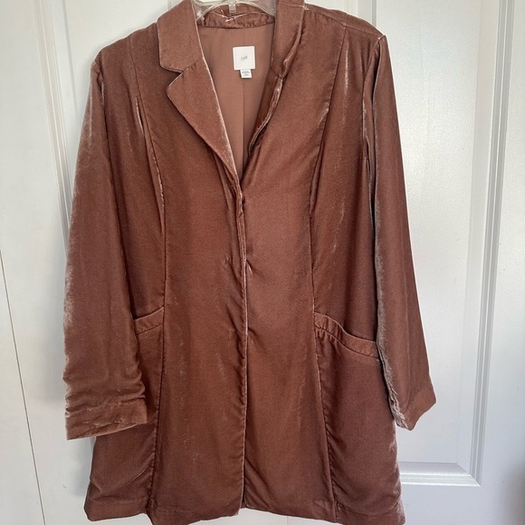 J. Jill mauve / rose colored velvet long coat, size XS - Picture 1 of 7